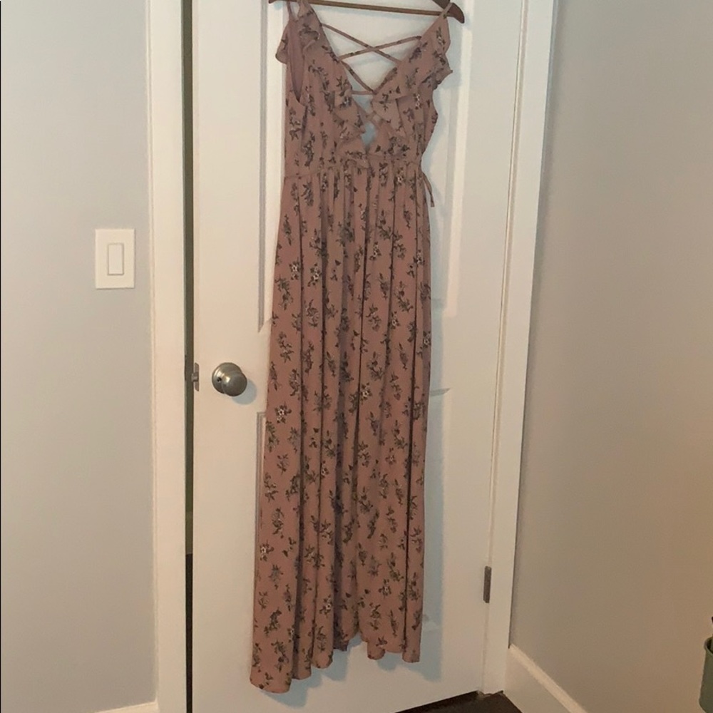 Mauve Floral Wrap Dress